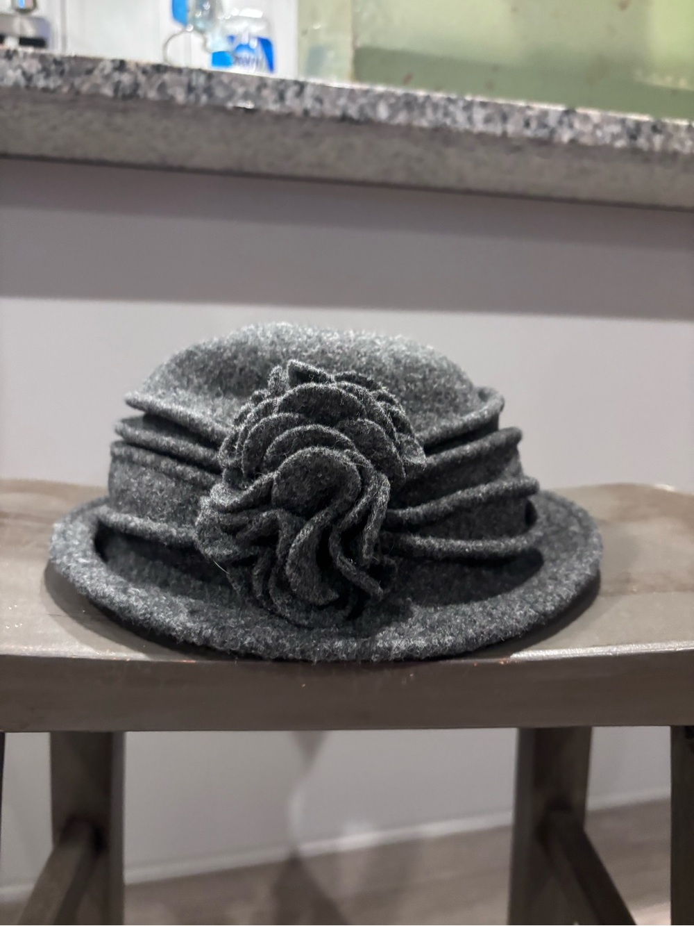 Scala Gray Felt Rosette Cloche Hat - Women Accessories